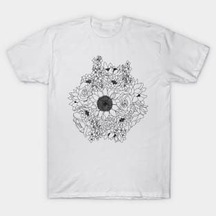 JULY Birth Month Flower Bouquet Design T-Shirt